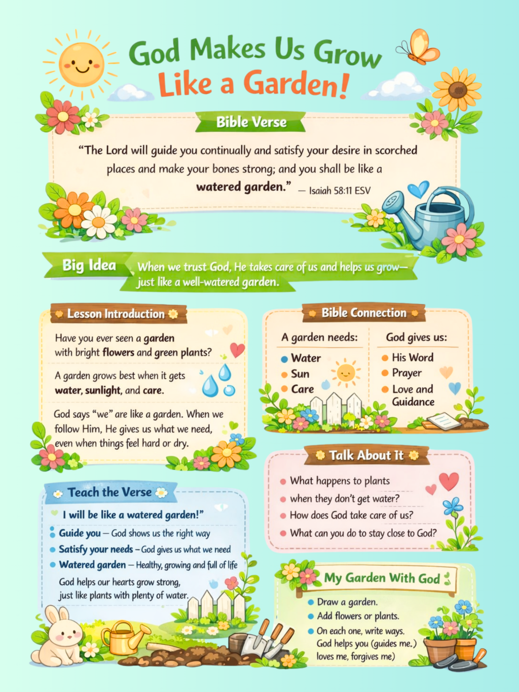 God Makes Us Grow Like a Garden| Kids Bible Lesson + Printable